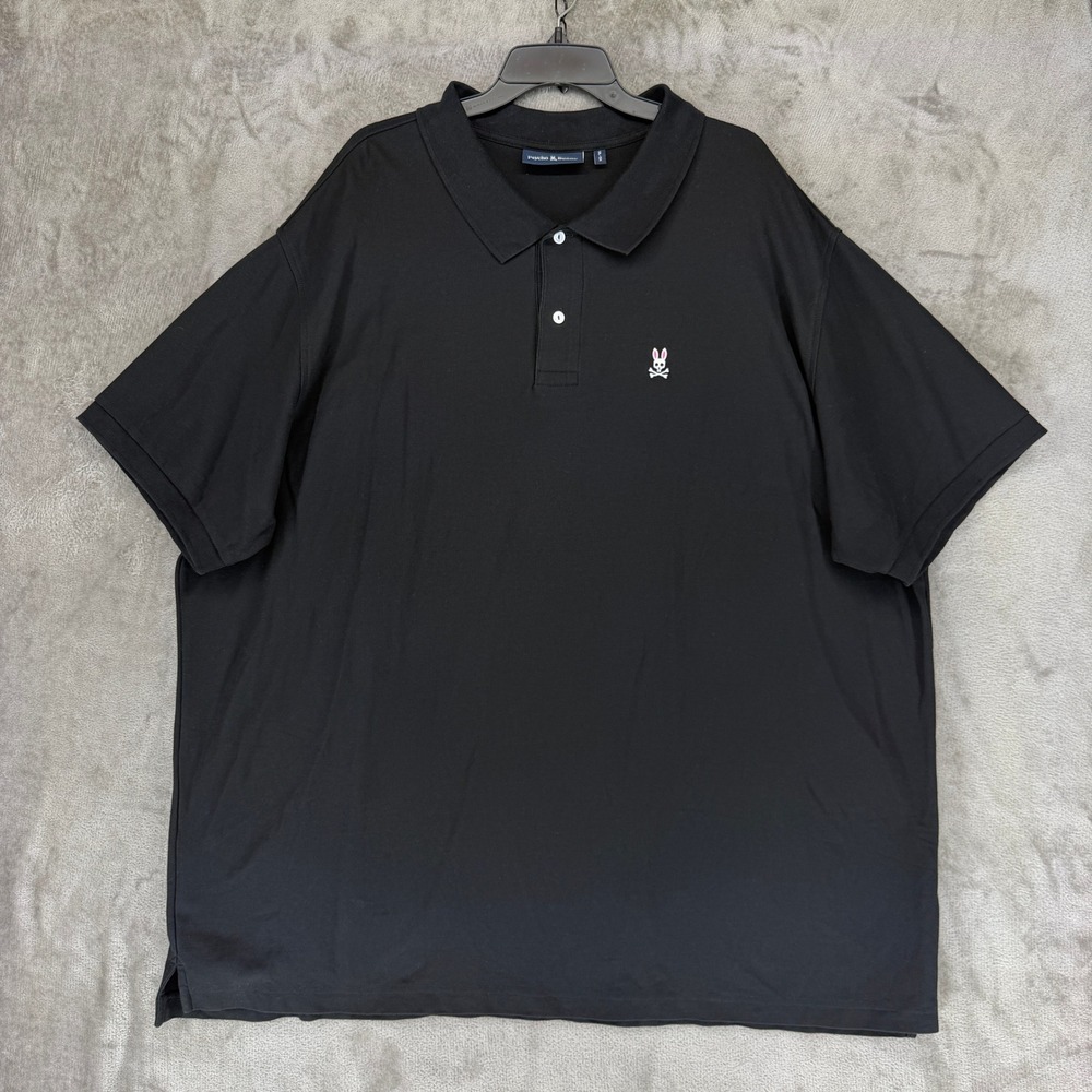 Psycho Bunny Polo Shirt Mens 5XL B9K001CRPC Black Pima Cotton EUC